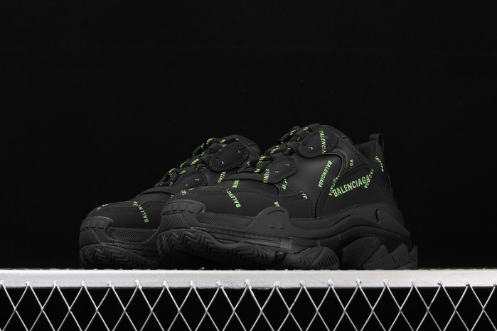 bl triple s black trainers green letters h903p80817