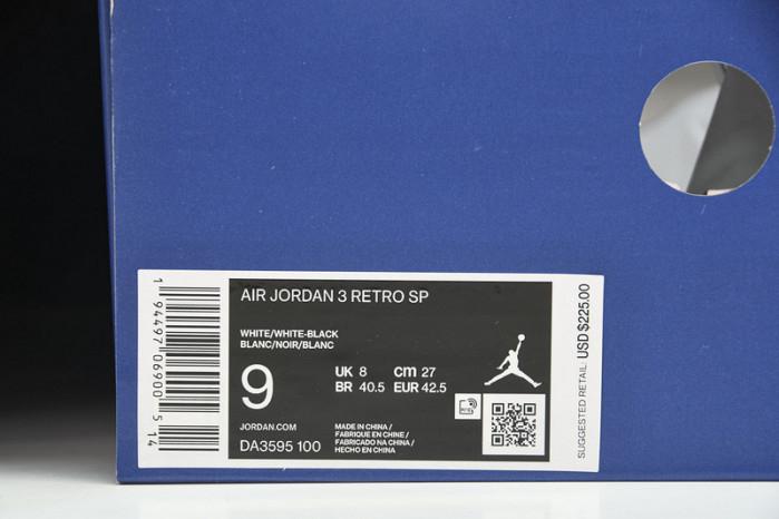 fragment air jordan 3 white black da3595-100