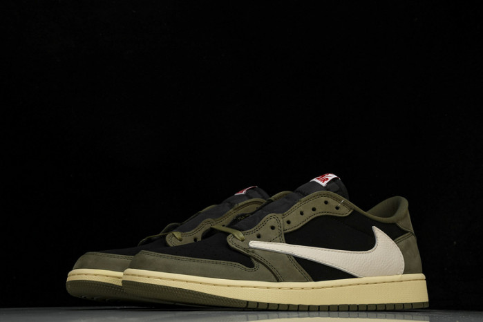 travis scott x air jordan 1 low og black olive dm7866-002