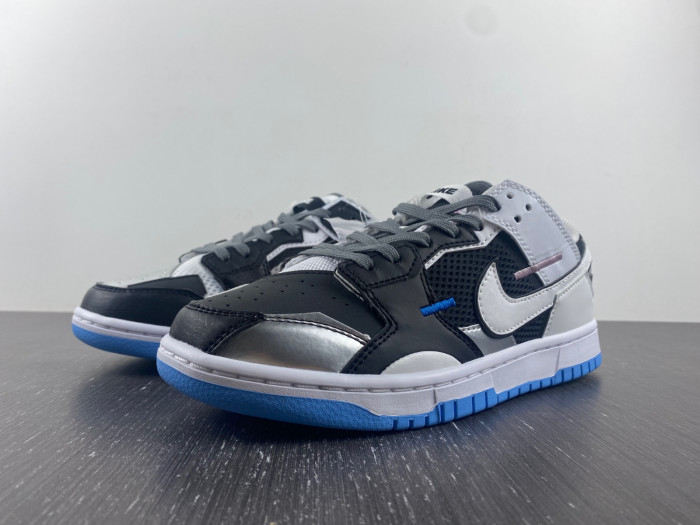 nike dunk low scrap black neutral grey university blue white dn5381-001