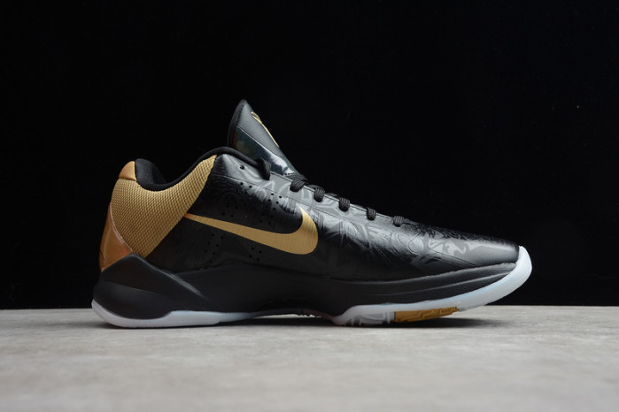 kobe 5 big stage away black/metallic gold-white 386429-008